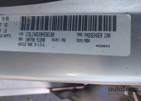 2009 Chrysler Sebring Lx из США, поврежденный, VIN 1C3LC46D39N536189